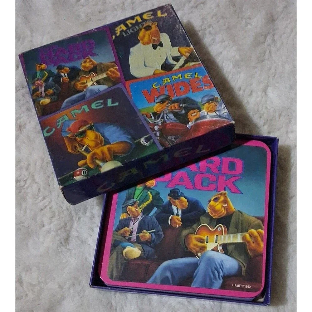 Camel Cigarettes Joe Camel Boxed vintage coaster set 4 w original box